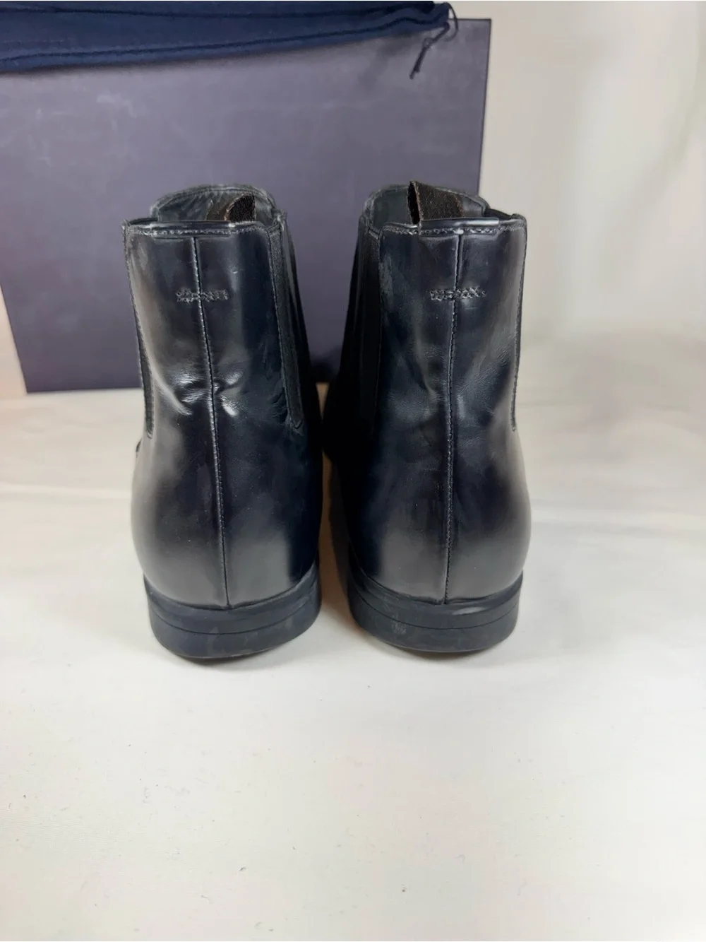 Prada Men’s Black Spazzolato Lather Square Toe Chelsea Boots 9 Italy Winter
